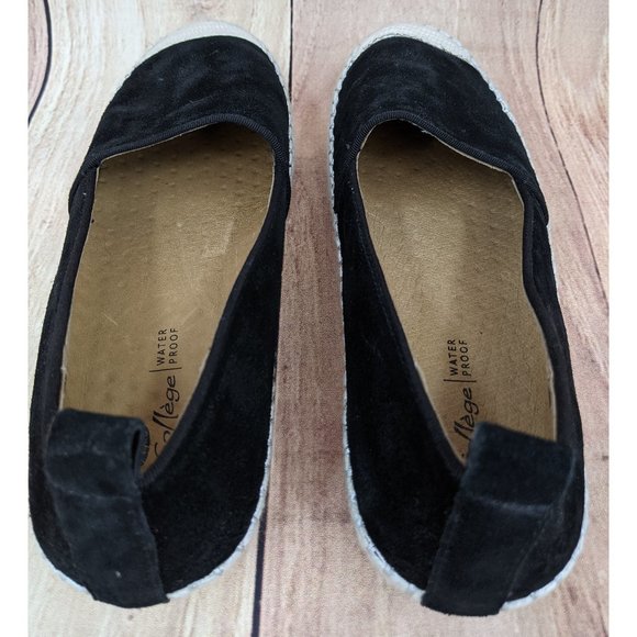 AQUA COLLEGE Blink Waterproof Espadrilles Sz 7 Black Suede Closed Toe - Picture 6 of 10